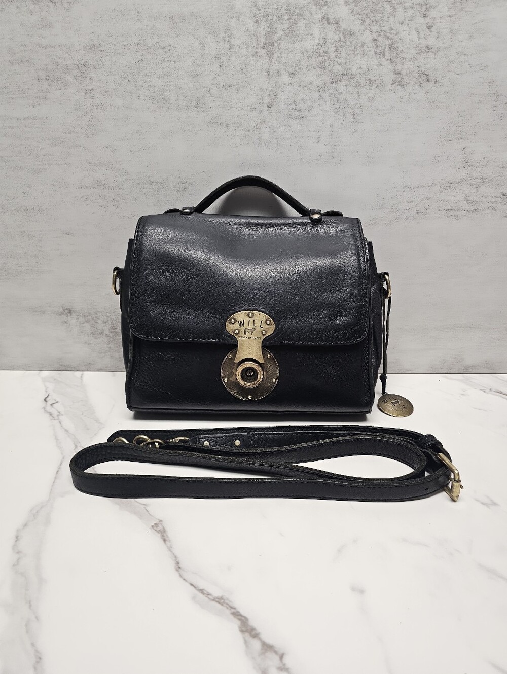 Will Black Leather Quinn Crossbody Bag
